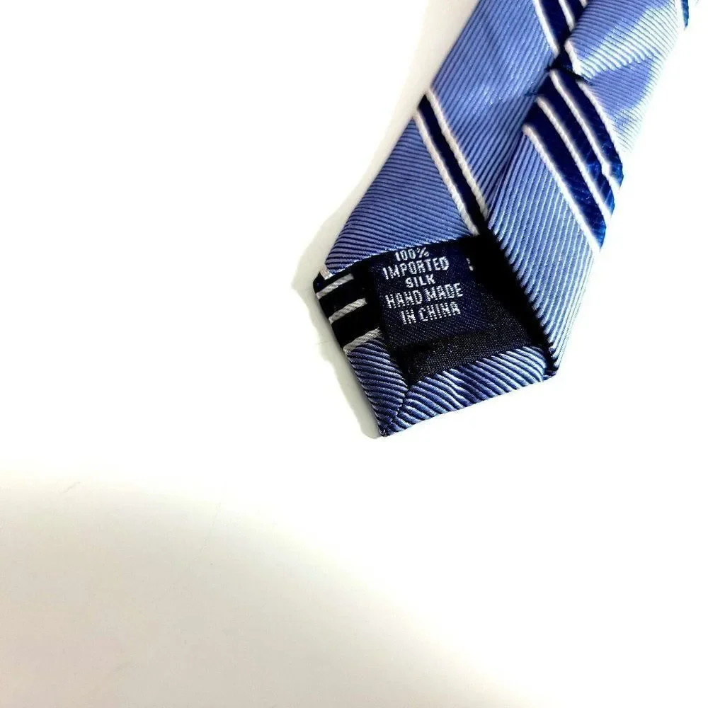 Paul Fredrick Blue Striped‎ Woven Silk Tie